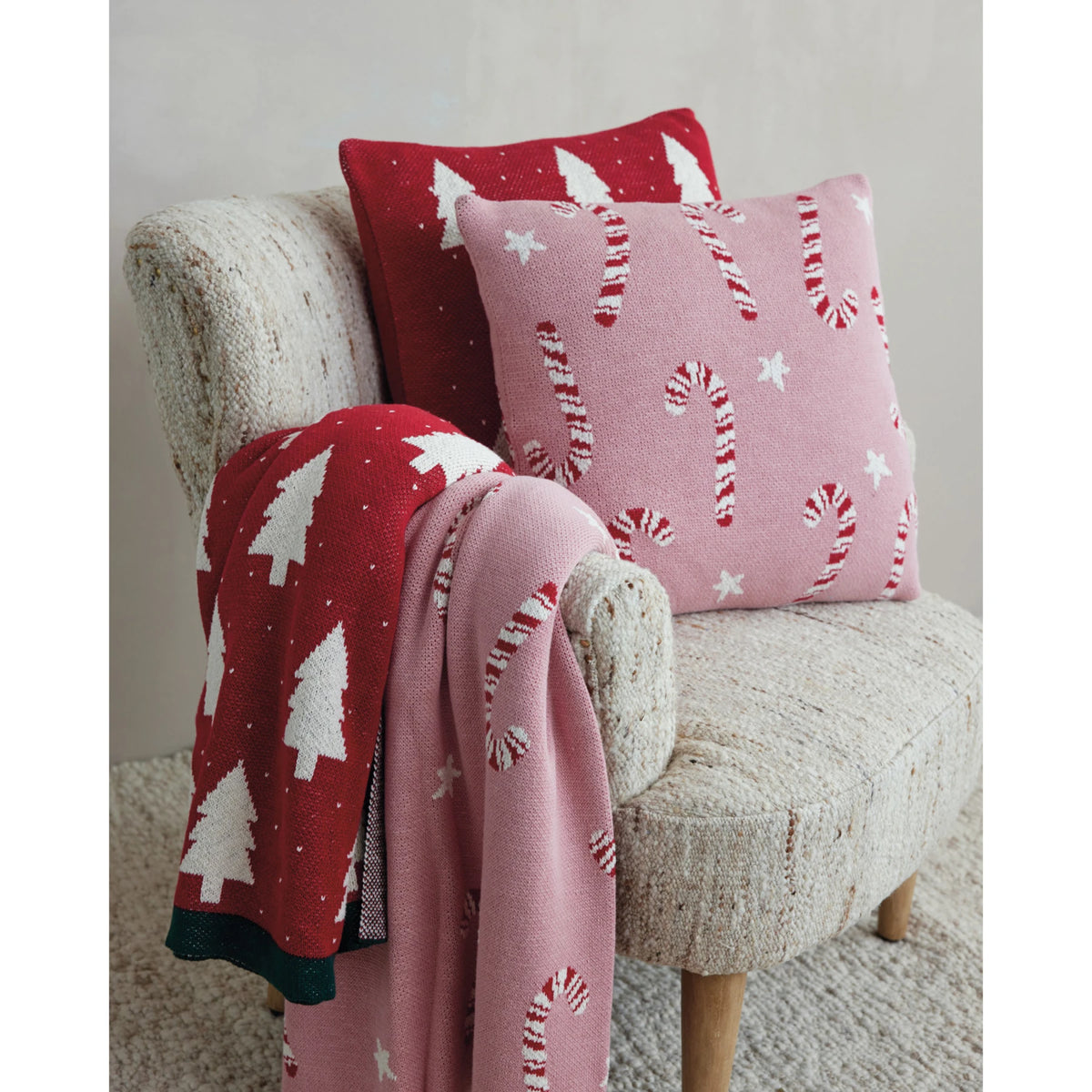 Holiday Pattern Cotton Knit Throw