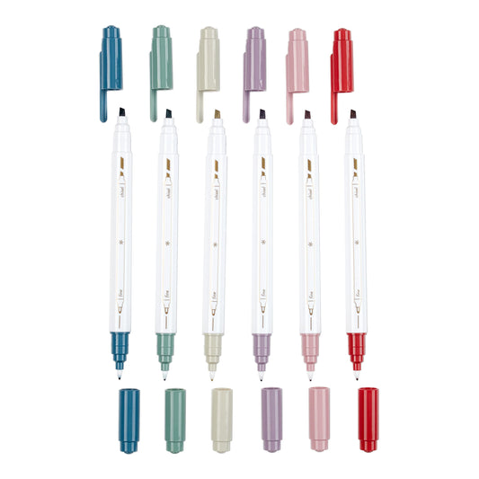 Focused Dual Tip Marker Set 6-pack - Earth Tones