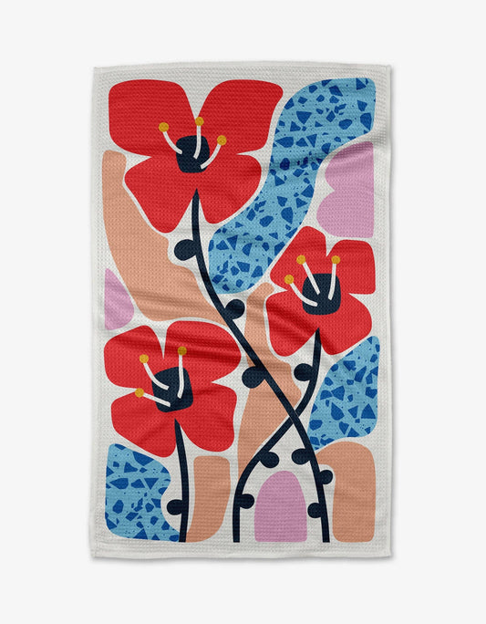 Geometry Dizzy Poppies Tea Towel