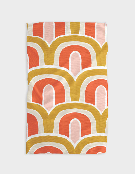 Geometry Gold Bows Kitchen Tea Towel