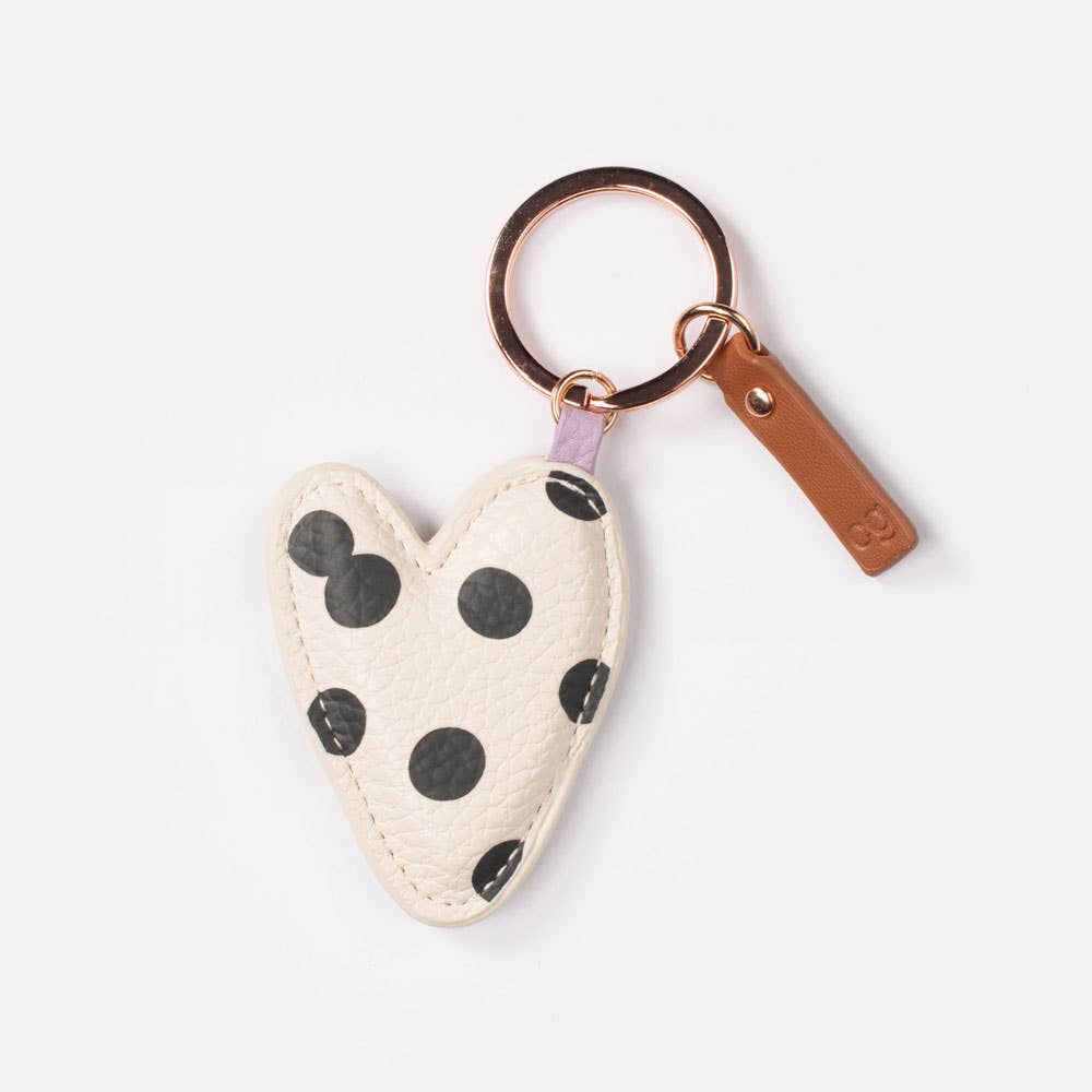 Mono Spot Print Heart Keyring