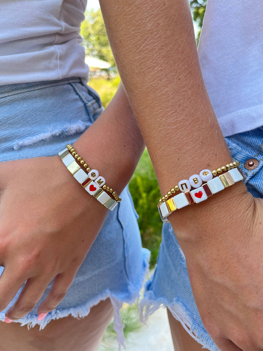 ADPi Sorority Greek Letter Bracelet Stack