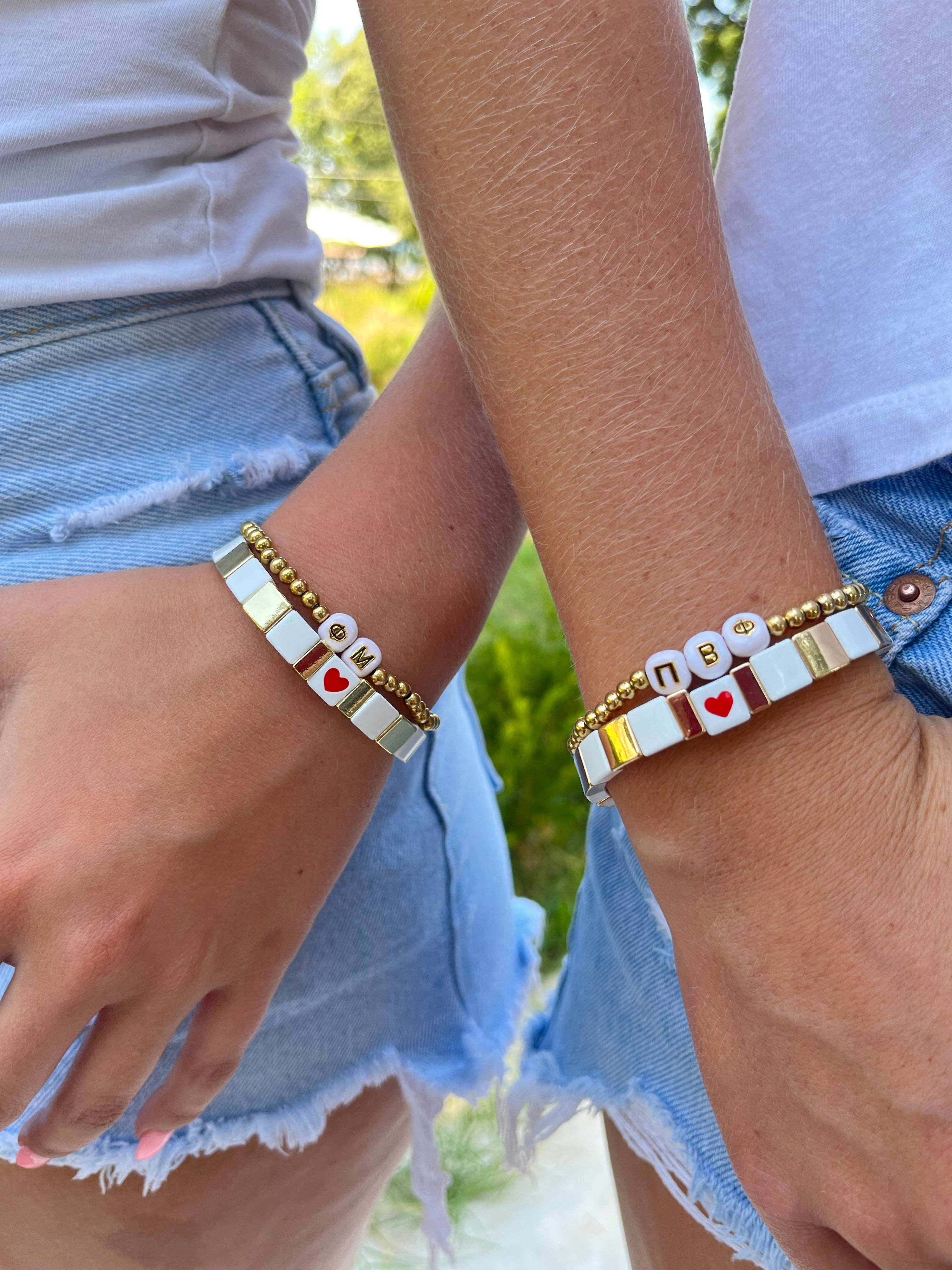 ADPi Sorority Greek Letter Bracelet Stack