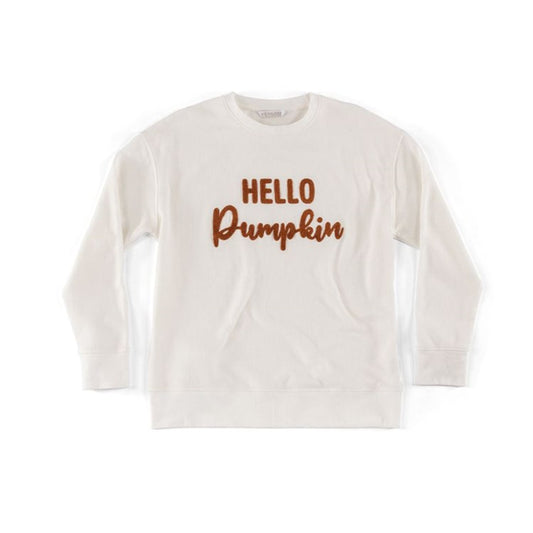 ASSORTED SET OF 6 "HELLO PUMPKIN" SWEATSHIRTS, IVORY