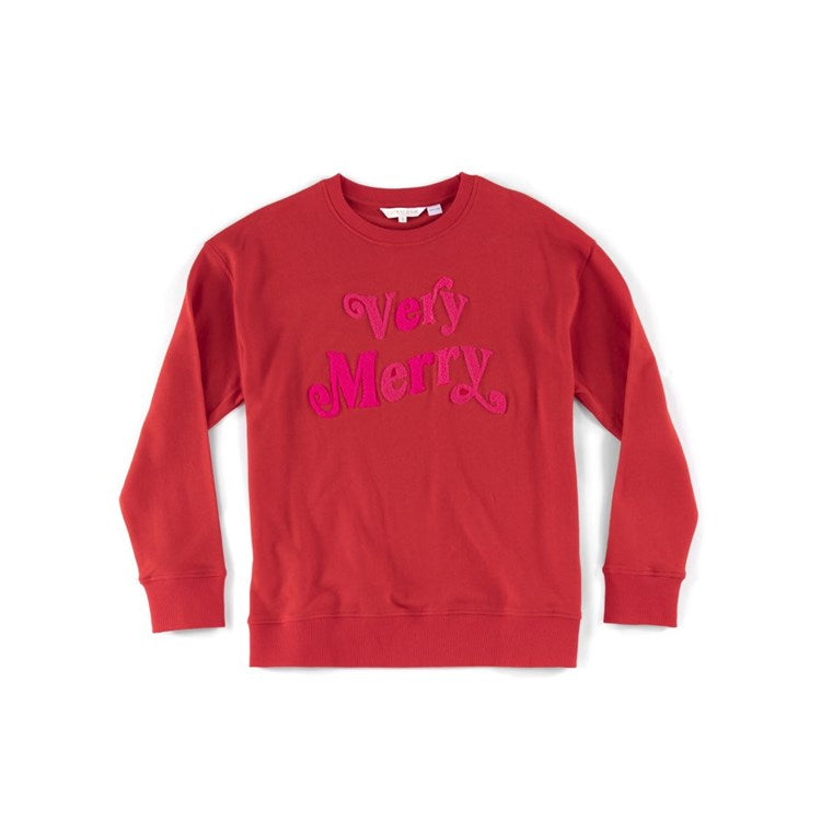 ASSORTED SET OF 6 "VERY MERRY" SWEATSHIRTS, RED