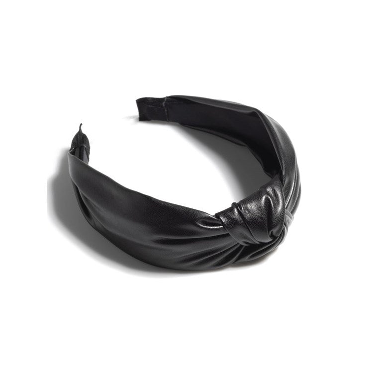 KNOTTED FAUX LEATHER HEADBAND, BLACK